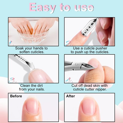 NXJ INFILILA Cuticle Remover Kit 4Pcs, Cuticle Remover Cuticle Trimmer Set Cuticle Pusher Nail Scraper Professional Pedicure Manicure Nail Tools Gift for Women Nail Tech Supplies