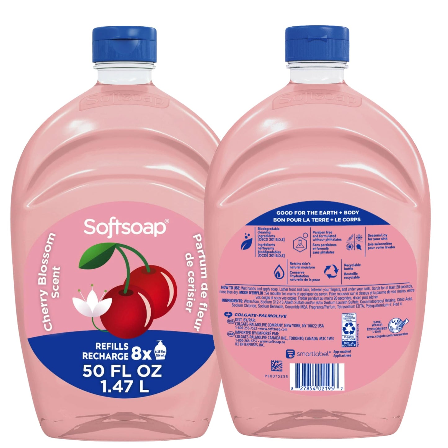 Softsoap Limited Edition Seasonal Scents | Extra Large Refill Bottles, 100 FL Oz Total, 2-50 Fl Oz Bottles for Refilling Liquid Hand Wash (Cherry Blossom)