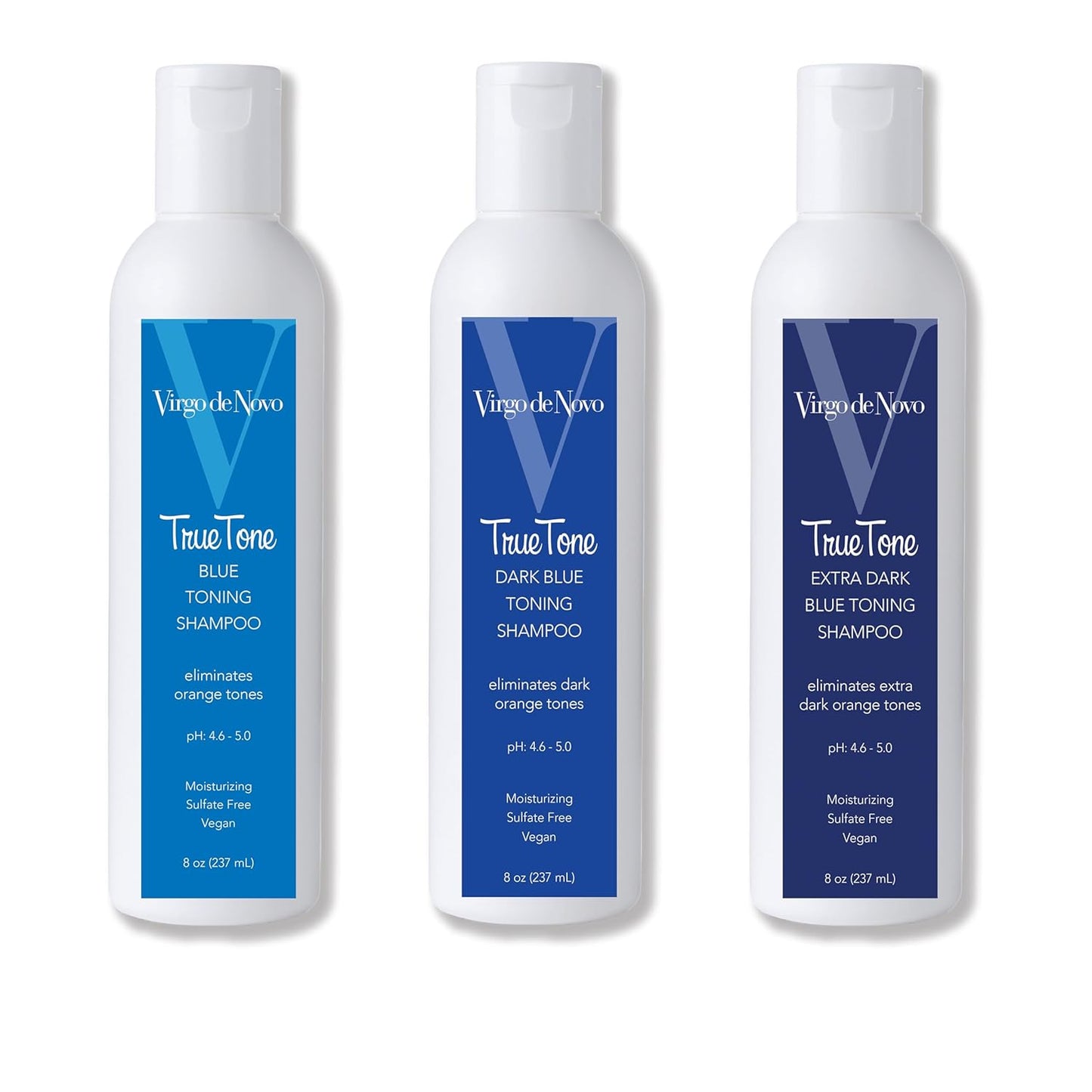 Virgo de Novo Extra Dark Blue Toning Shampoo - Neutralizes Brassy Tones in Lightened Brunette Hair | 8 oz, Vegan & Sulfate-Free