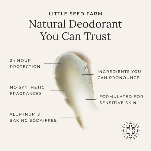 Little Seed Farm All-Natural Deodorant Cream - Cedar Vanilla Scent | Aluminum-Free, 2.4oz (68g)