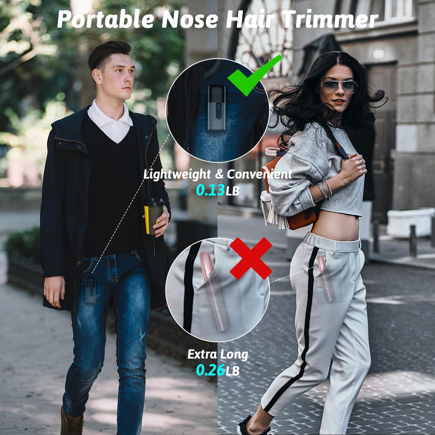 Ssoiew Nose Hair Trimmer for Men, Ear and Nose Trimmer for Men with Fast Charging Built-in Battery, Portable Nose Hair Trimmer for Women，LCD，Dual Edge Blade，High Speed 12000 RPM Motor