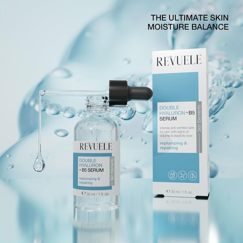 Revuele Double Hyaluron + B5 Serum - Hydrating Face Serum with Hyaluronic Acid & Panthenol | 1 fl. oz