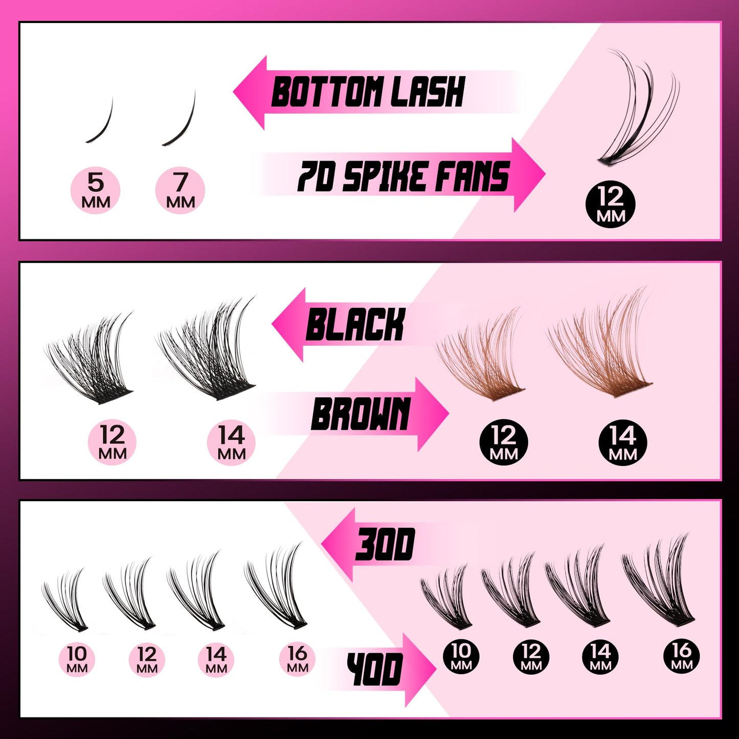 Veleasha Lash Clusters 268PCS Individual Lashes Wispy Brown Clusters Lashes Bottom Lashes Natural Spike D Curl Eyelash Clusters Fluffy Pestañas DIY Eyelash Extensions for Beginner Easy(Hot Style MIX)