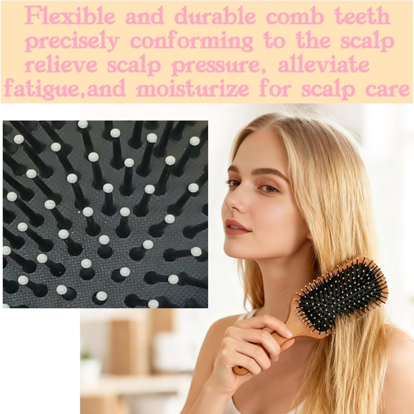 Skiennix Hair Brush - Detangling Paddle Brush for Thick & Curly Hair | Wet & Dry Styling