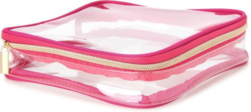 Juicy Couture Pink Makeup Bag - Stylish Cosmetics Organizer with Shiny Trim for Travel Essentials