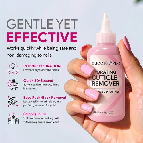 Cuccio Pro Hydrating Cuticle Remover - Fast-Acting Moisturizing Formula for Healthy Nails | 4 fl oz
