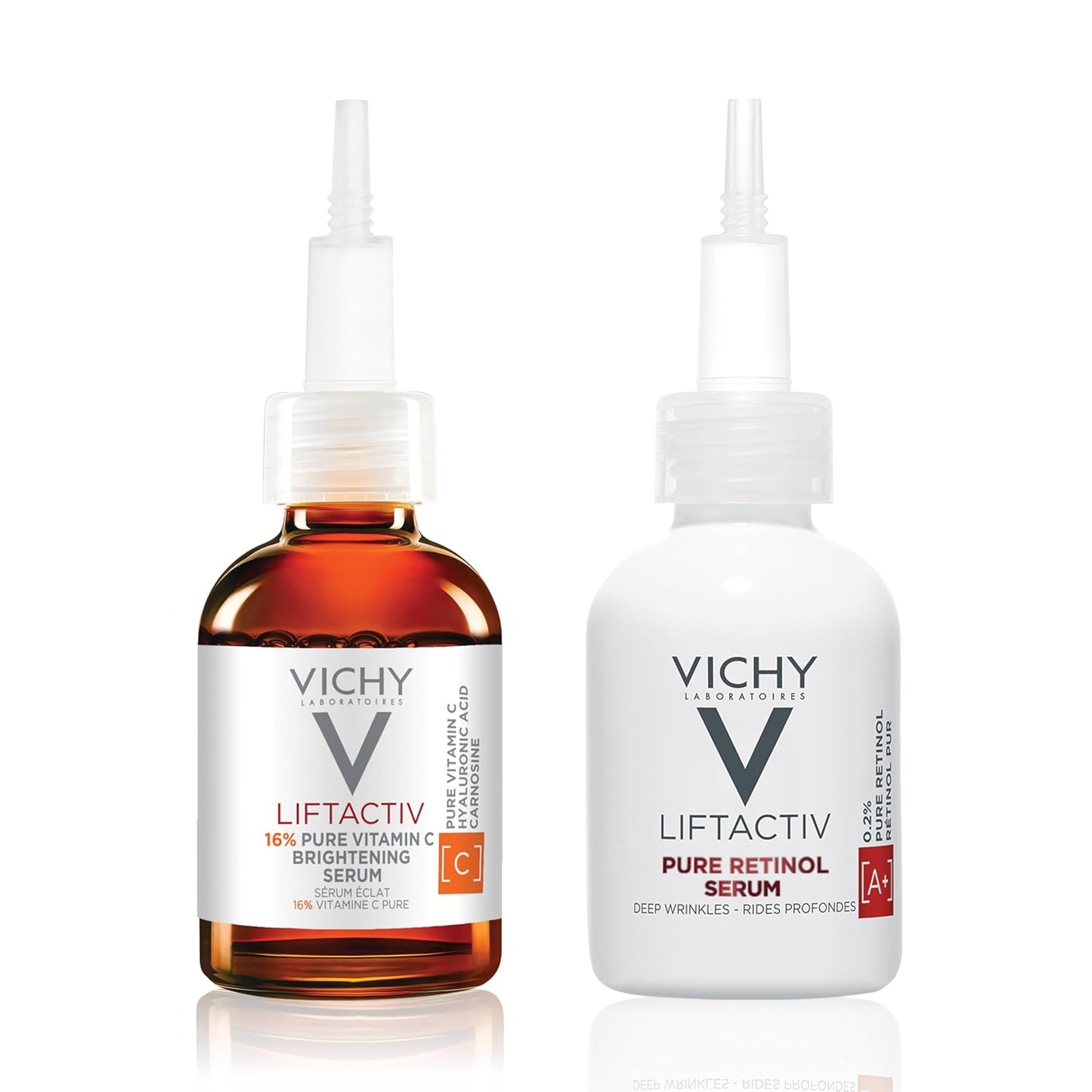 Vichy Anti-Aging Duo - LiftActiv 16% Vitamin C & Pure Retinol Serum Set for Brightening and Plumping