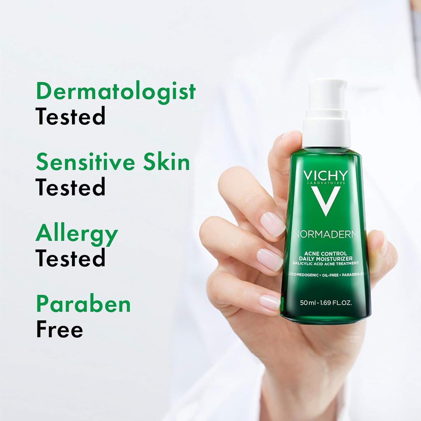 VICHY Normaderm Acne Control Moisturizer - Oil-Free Formula with 2% Salicylic Acid & Vitamin C | Targets Blemishes & Enlarged Pores
