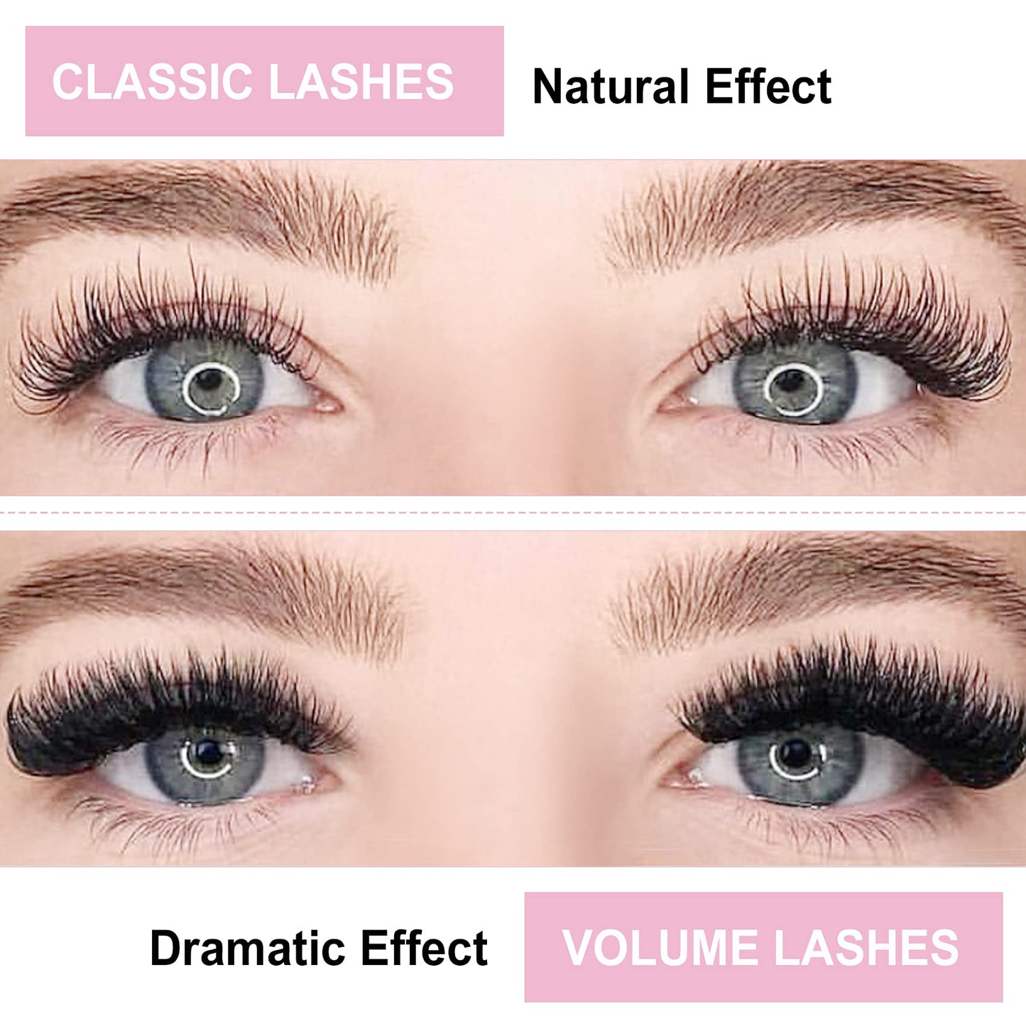 Classic Lash Extensions D-0.18-17 B&Qaugen Classic Eyelash Extensions .18 Eyelash Extensions D Curl Single Lash Extensions (D-0.18, 17 mm)