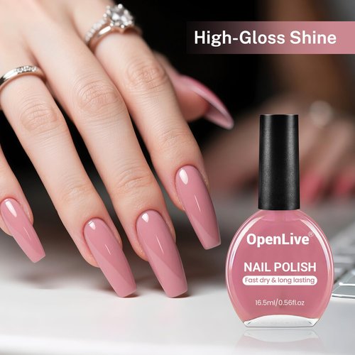 OpenLive Dusty Rose Nail Polish - Quick Drying, Long Lasting Color | 16.5ml Light Pink for DIY Manicure