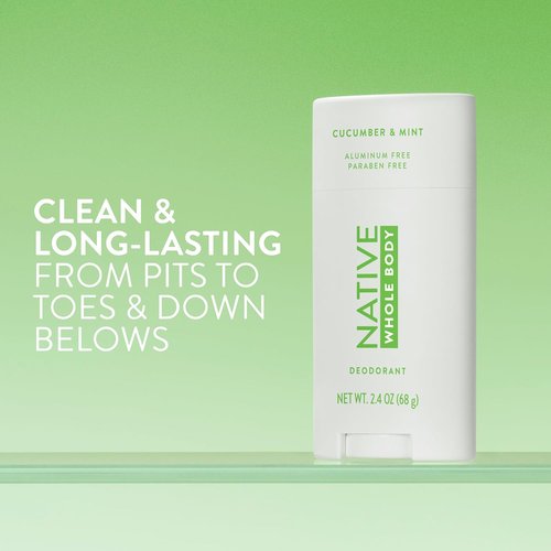 Native Whole Body Deodorant Stick - 72 Hour Odor Protection, Aluminum Free | Cucumber & Mint, Naturally Derived Ingredients