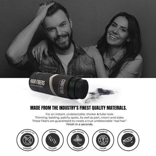 CONFIERR Hair Fibers for Men & Women (30 Grams, White), Fill In Fine or Thinning Hair, Instantly Thicker, Fuller Looking Hair