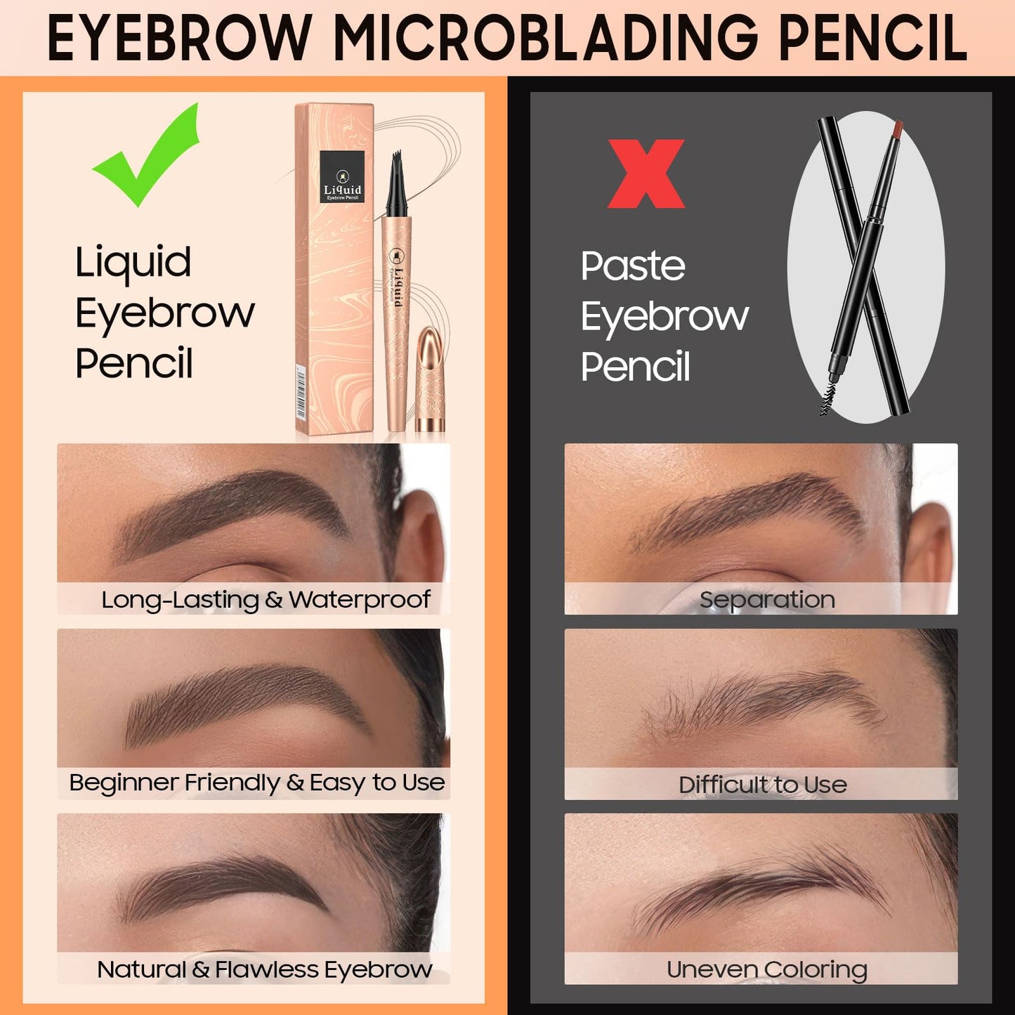 2024 New Magic 4-Tip Eyebrow Pencil - Upgraded 3D Long-Lasting Waterproof Microblading Eye brow Pencil Contouring Pen, Creating Natural Looking Brows Effortlessly (Gray,03#)