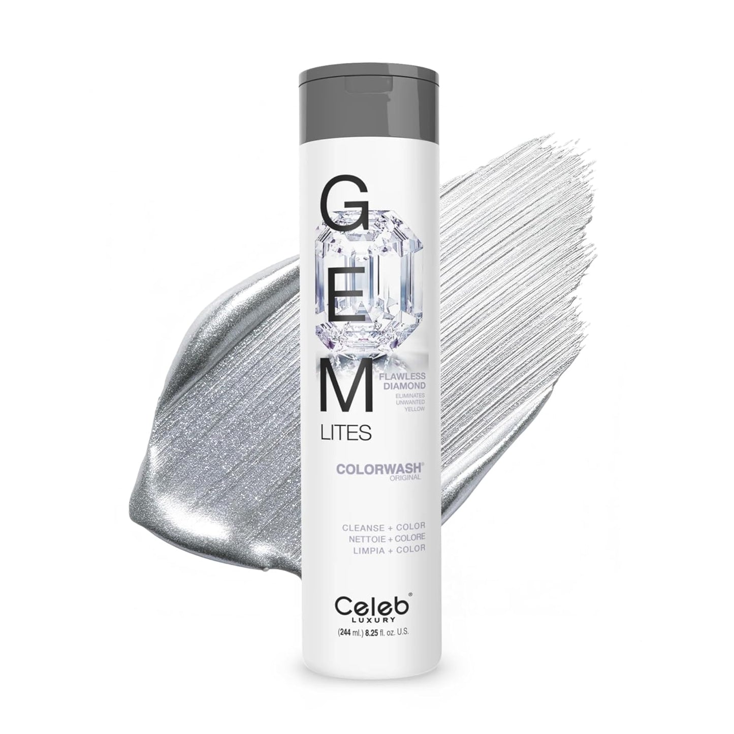 Celeb Luxury Gem Lites Colorwash - Professional Semi-Permanent Hair Color Shampoo | Flawless Diamond, 8.25 Fl Oz