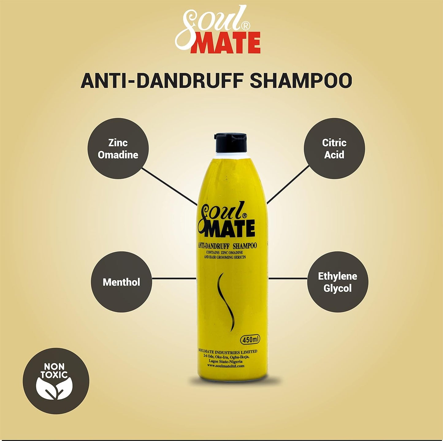 SOUL MATE Anti-Dandruff Shampoo - Sericin Formula for Itchy Scalp Relief | 15.2oz Residue-Free Treatment
