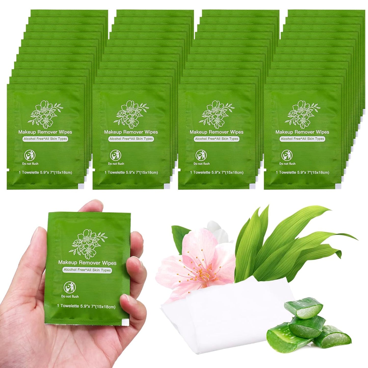 Skiennix Makeup Remover Wipes - Gentle Cleansing Individually Wrapped Travel Wipes | 100 Count