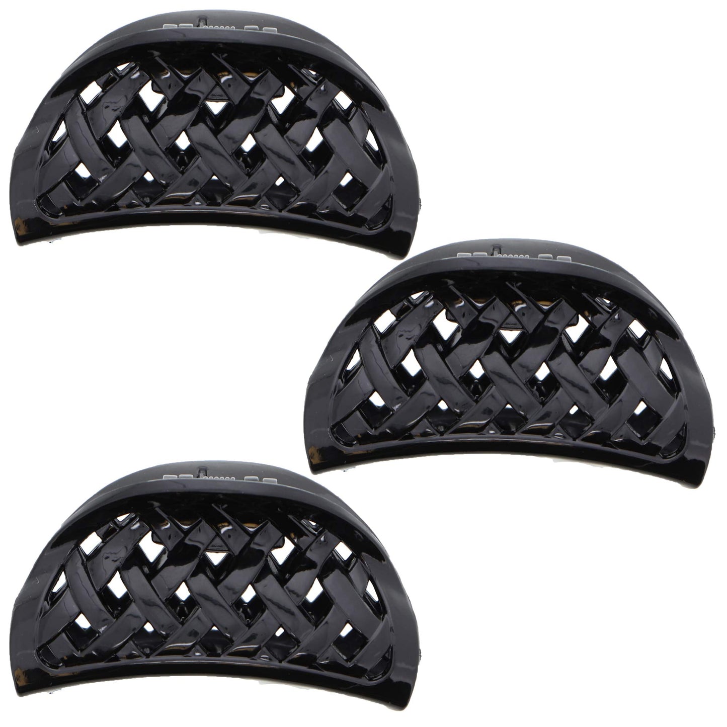 Plastic Weaved Jaw Hair Clip for Women and Girls - Set of 3-Black