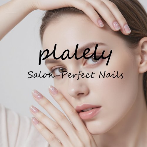 plalely Long Square Press on Nails, Gold Embossed Flowers Acrylic Press on Nails with Cute Pearl Charms Designs，Long Press on Nail for Women 24pcs