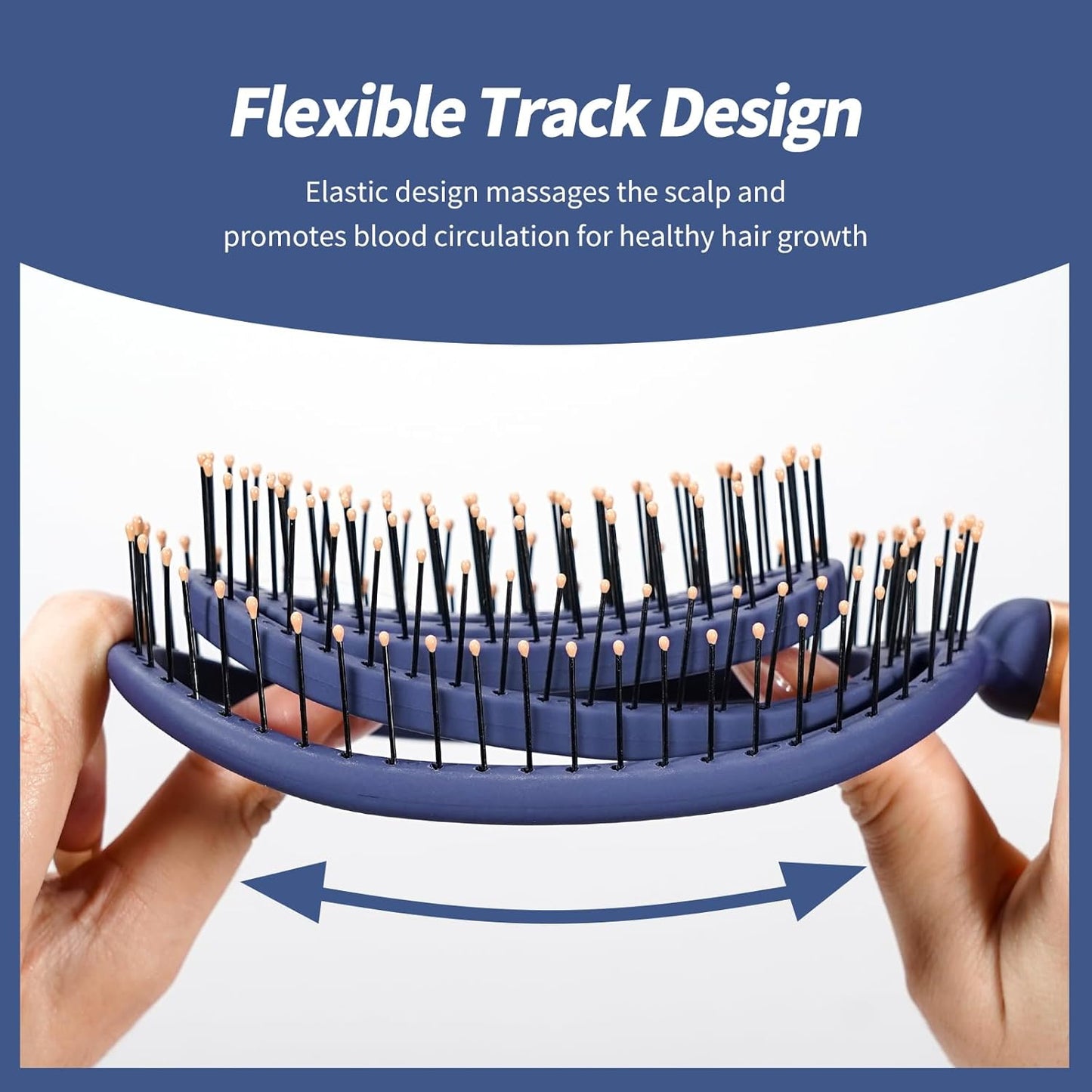 SHINLEA Speed Dry Detangler Brush - Metal-Infused Gold Handle & Curved Design for Wet Hair