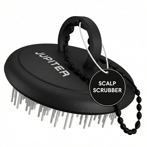 Jupiter Scalp Exfoliator - Ergonomic Scalp Massager & Dandruff Comb - Black/White Design for Healthy Hair
