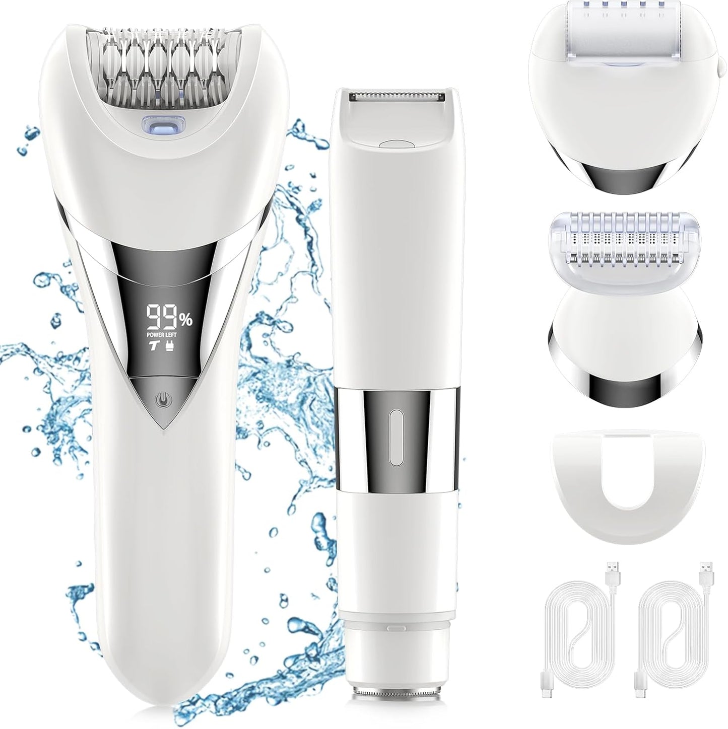 Skiennix Electric Bikini Epilator - 5-in-1 Hair Removal for Face, Arms, Legs & Bikini | Waterproof & Rechargeable