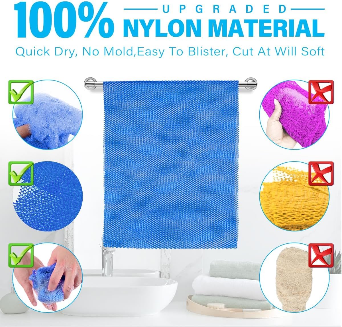 UJFQBH African Bath Sponge Set - 6 Exfoliating Shower Scrubbers for Smooth Skin | Multi-Color Options