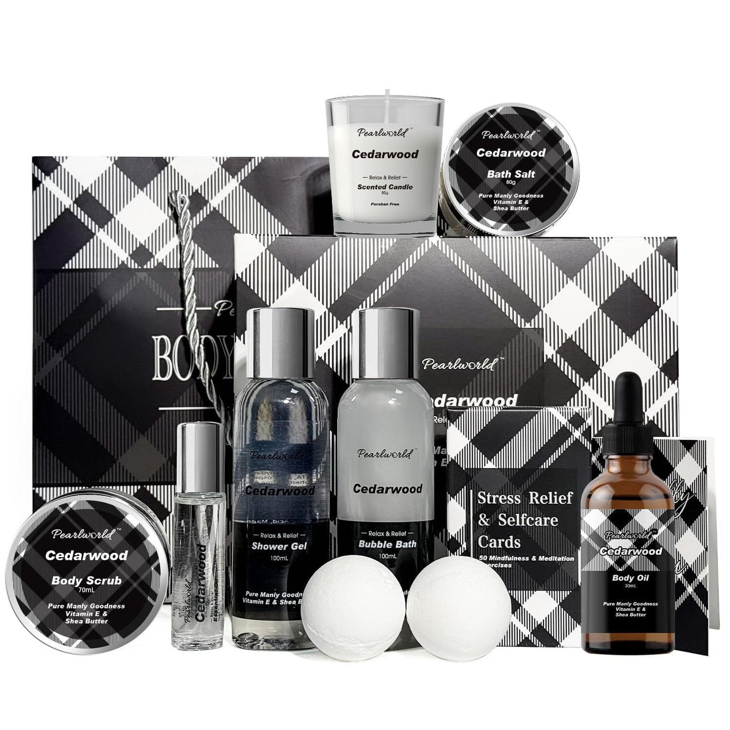 Skiennix Men's Spa Gift Set - Cedarwood Bath & Body Care Kit | 12-Piece Home Spa Essentials for Every Occasion