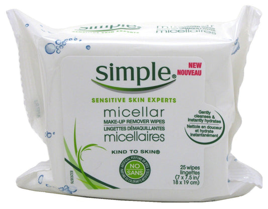 Skiennix Micellar Makeup Remover Wipes - Gentle Cleansing, 25 Count | Pack of 2