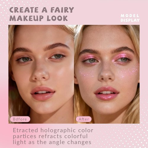 HOSAILY Holographic Duochrome Pink Glitter Eyeshadow Palette - Color Shift Metallic Shimmer & Highlighter