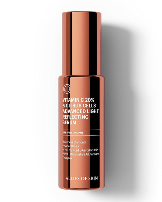 Allies of Skin 20% Vitamin C Serum - Daily Glow & Firming Face Serum | Lightweight Waterless Formula for Uneven Tone & Spots | 1 fl oz