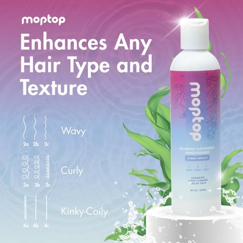 MopTop Cowash Cleansing Conditioner - Moisture-Rich Curly Hair Care, Frizz Control | Citrus Medley, 8oz