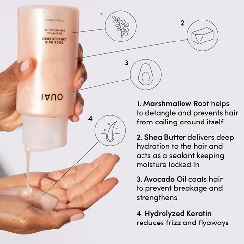OUAI Thick Hair Shampoo & Conditioner Set - Sulfate-Free Formula for Moisturized, Strong Hair - Keratin & Shea Butter (10 Fl Oz)