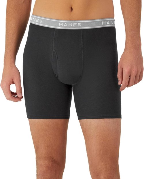 Hanes Men's Boxer Briefs - Cool & Breathable Cotton, Moisture-Wicking Comfort | No Ride Up, 4-Pack