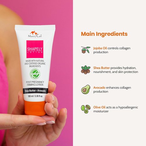 Mommy Care Shapely Post-Pregnancy Firming Lotion - Tightens Skin & Reduces Stretch Marks, 100ml | Vegan & Fast-Absorbing