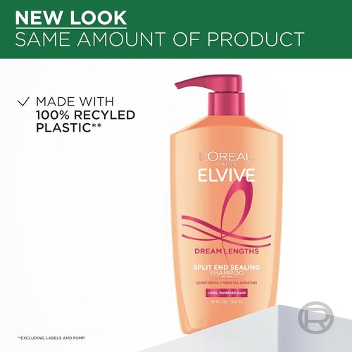 L'Oreal Paris Elvive Dream Lengths Shampoo - Restores Long, Damaged Hair with Fine Castor Oil & Vitamins | 28 Fl Oz