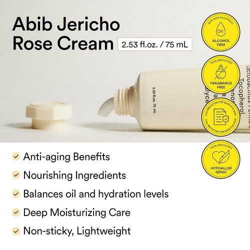 Abib Jericho Rose Cream 75ml - Hypoallergenic Anti-Aging Moisturizer for Dry Skin