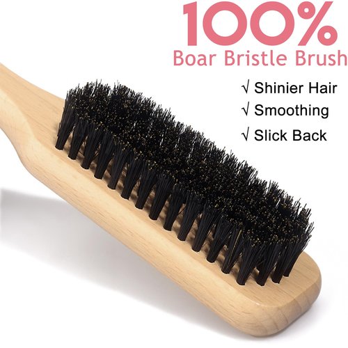 Styling Cream & Slick Back Hair Brush Set for Flyaways, Curl Defining, Smoothing & Sleek Styles – Non-Greasy Hair Tamer Cream with Boar Bristle Brush for Women & Kids, Add Shine, Baby Hairs