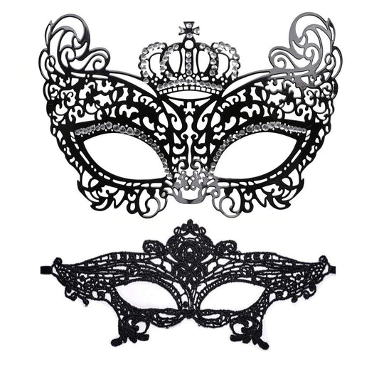 MYMENU Masquerade Mask for Women Shiny Rhinestone Venetian Party Prom Ball Metal Mask (Crown)