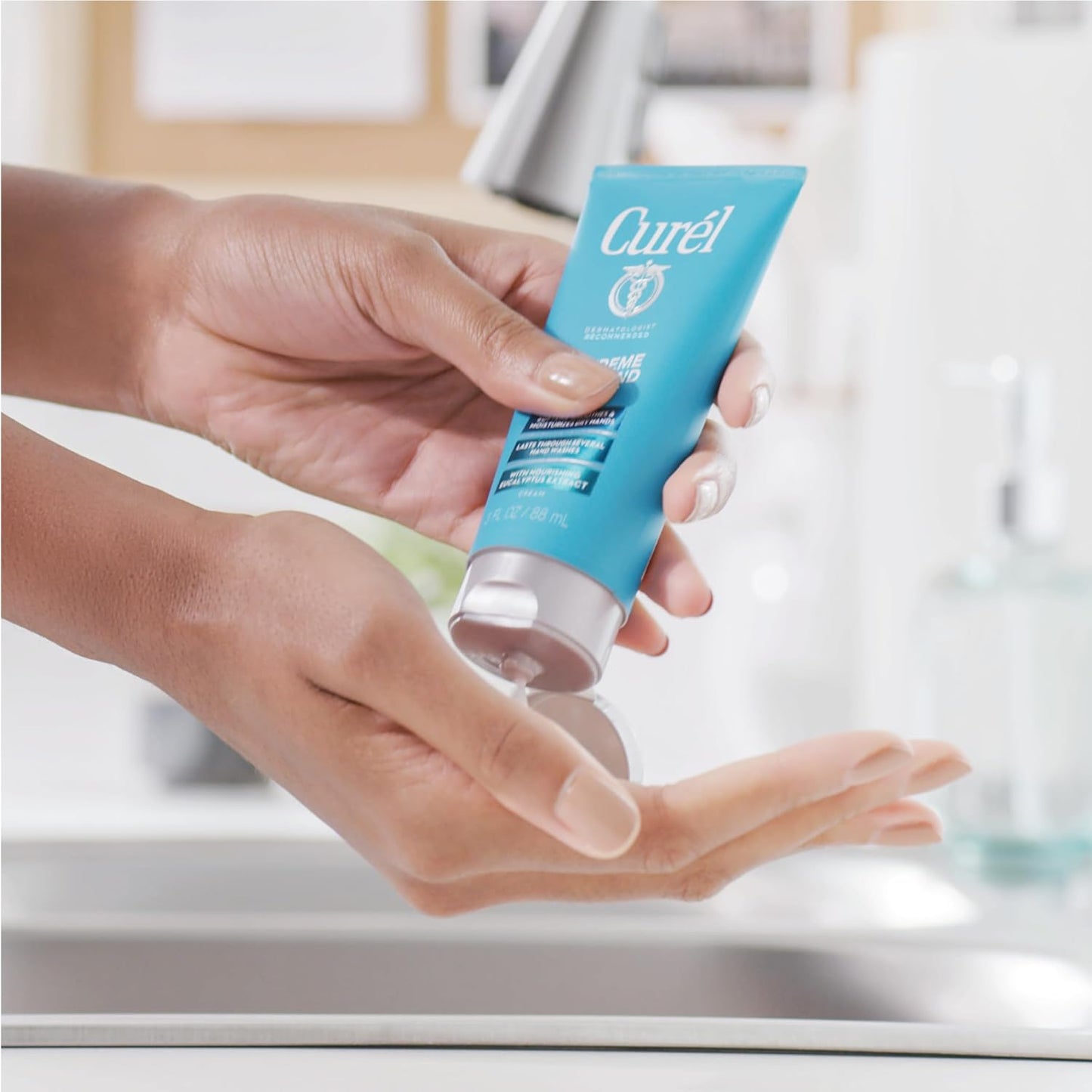 Curel Extreme Dry Hand Dryness Relief, Travel Size Hand Cream, Easily Absorbed for Long-Lasting Relief after Washing Hands, with Eucalyptus Extract, 3 Ounces (Pack of 2)