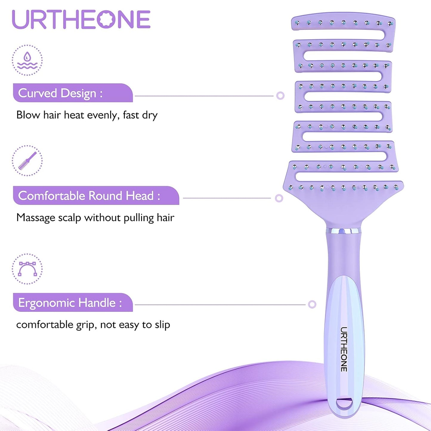 Skiennix Curved Vented Hair Brush - Professional Detangling for All Hair Types | Faster Blow Drying