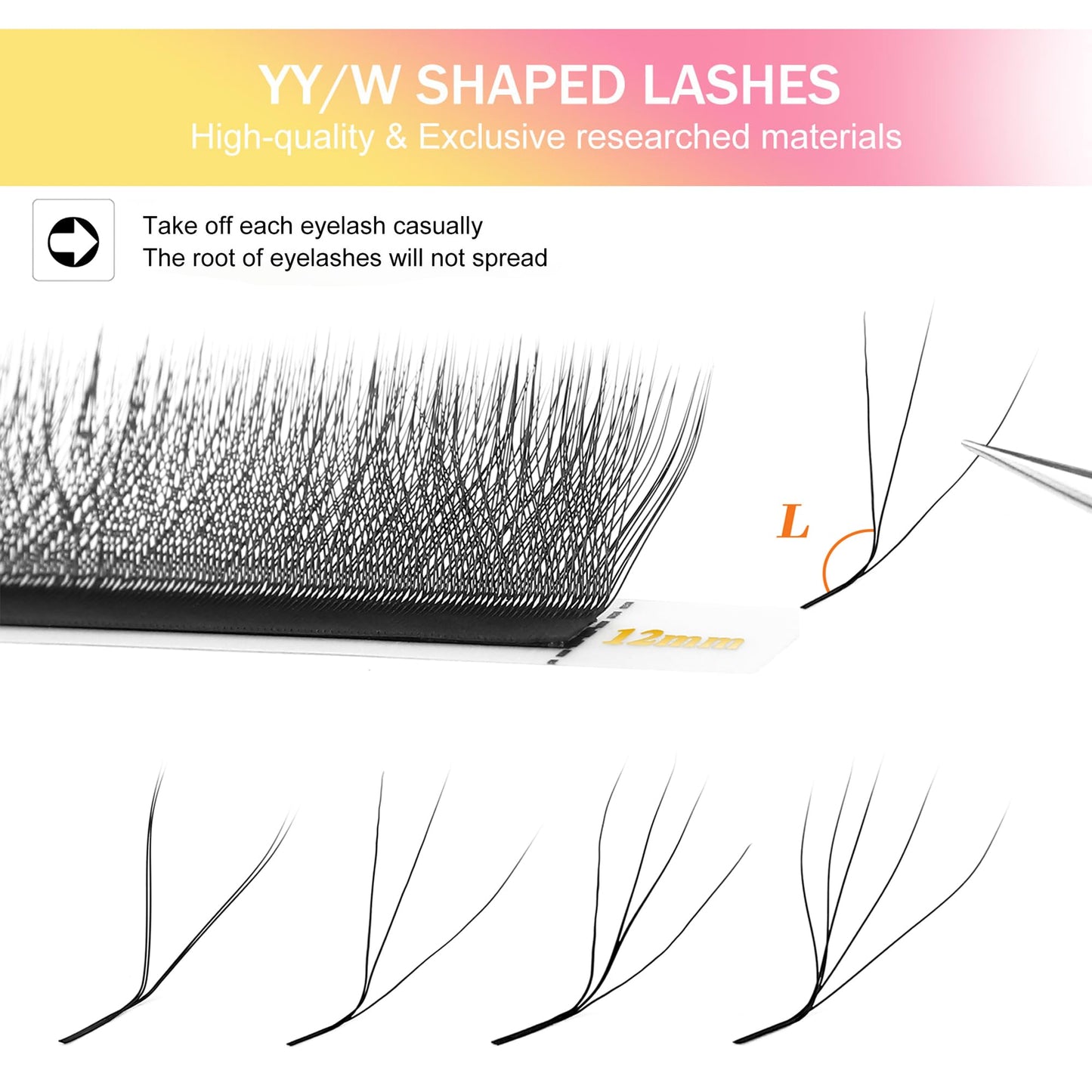 XIUSUZAKI W Lash Extensions Supplies 4D Eyelash Extensions W Shape 0.07mm Thickness L/LU Curl Mix 8-15mm Premade Fans Easy Fan Lashes Matte Black 12 Rows Crisscross Eyelashes(W-4D-0.07-L,8-15mm)