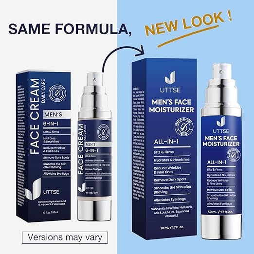 Uttse 6-in-1 Mens Face Moisturizer: Anti Aging Face Cream - Eye Bags Treatment - Skin Care for Men - 1.7 fl oz