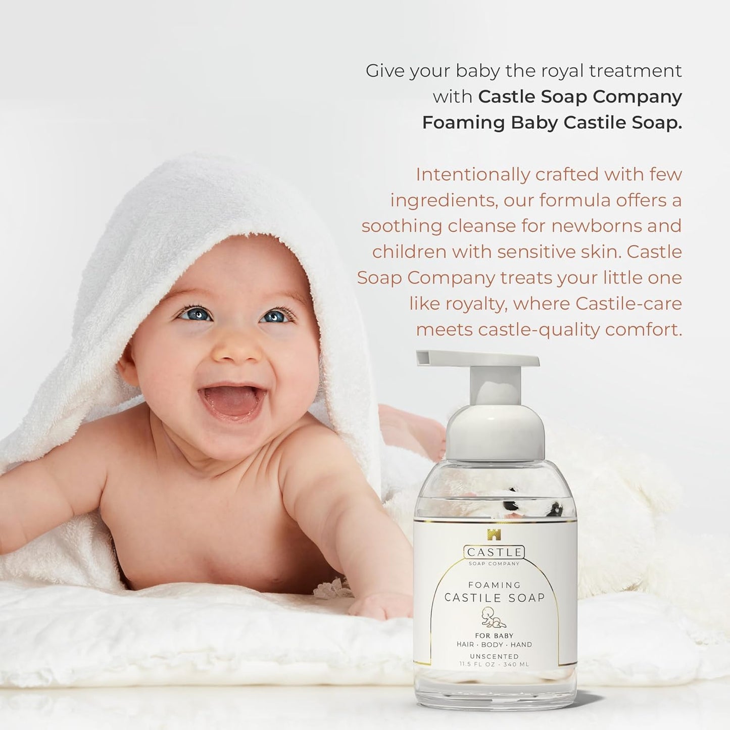 Skiennix Foaming Baby Castile Soap - Nourishing Coconut Oil Formula for Newborns | 11.5 oz | Fresh Lavender