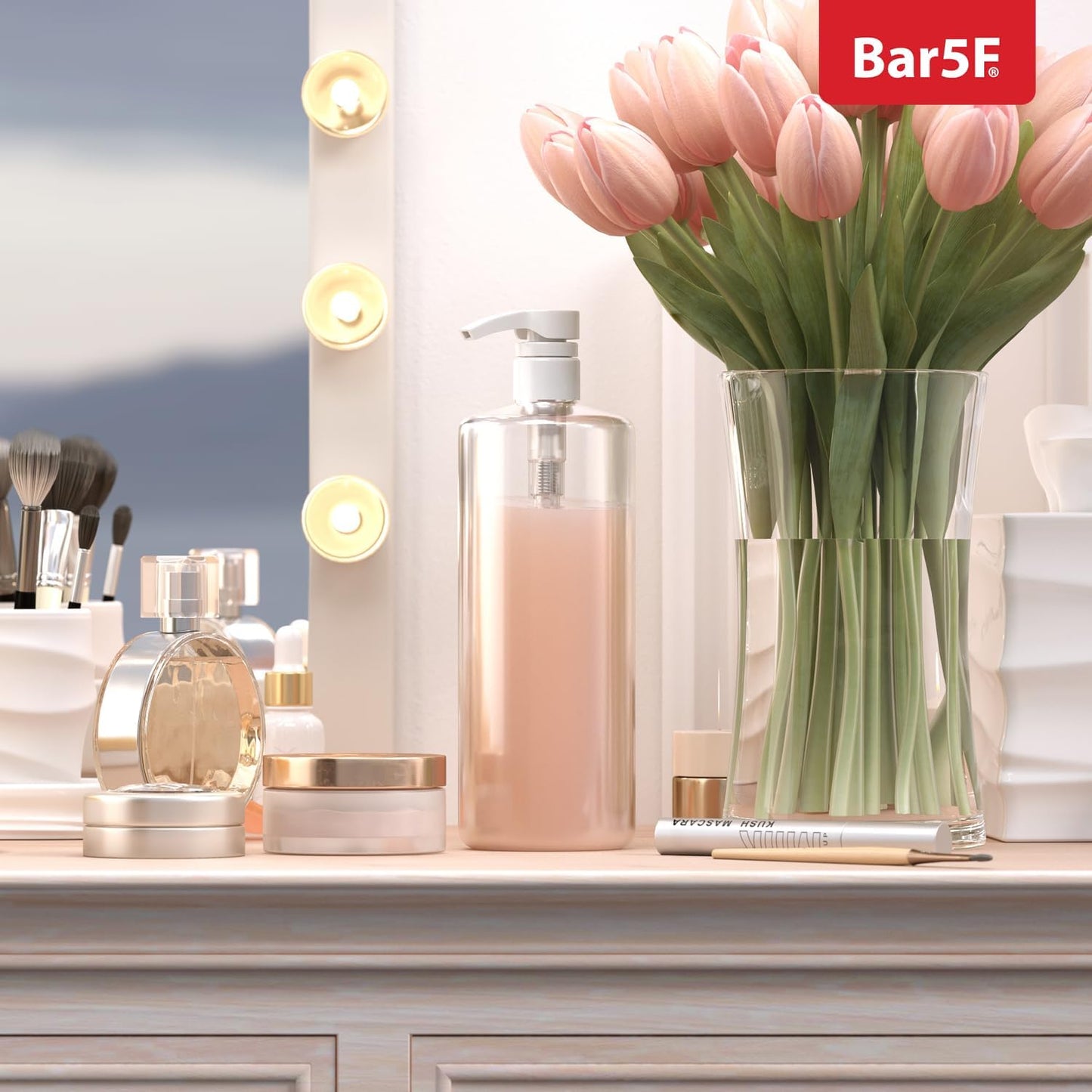 Bar5F Shampoo & Conditioner Pump Dispenser - 1-Liter Capacity for Professional Salon Use | White & Black