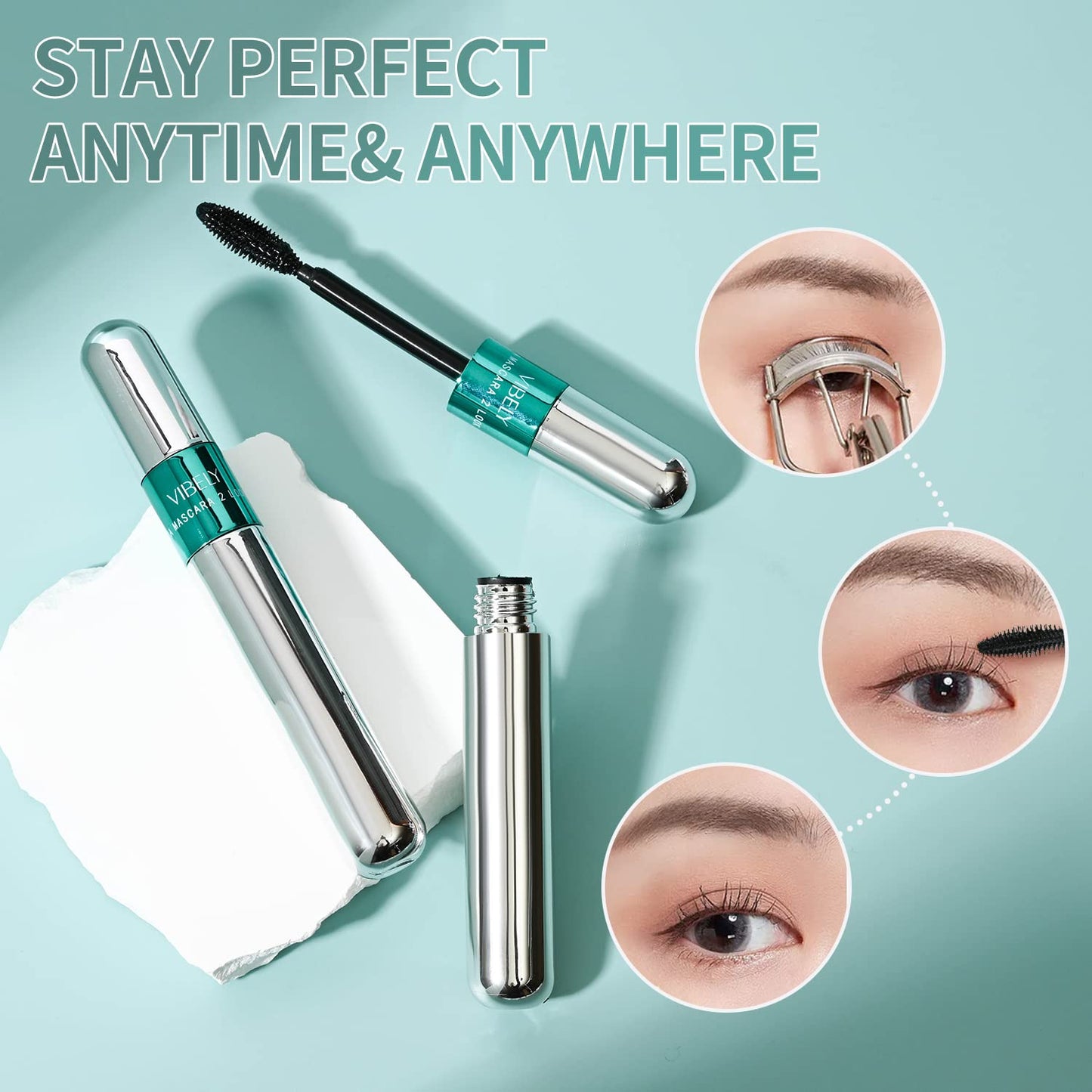 Skiennix 2-In-1 Mascara - 5X Longer Waterproof Lash with Natural Lengthening & Thickening Effect