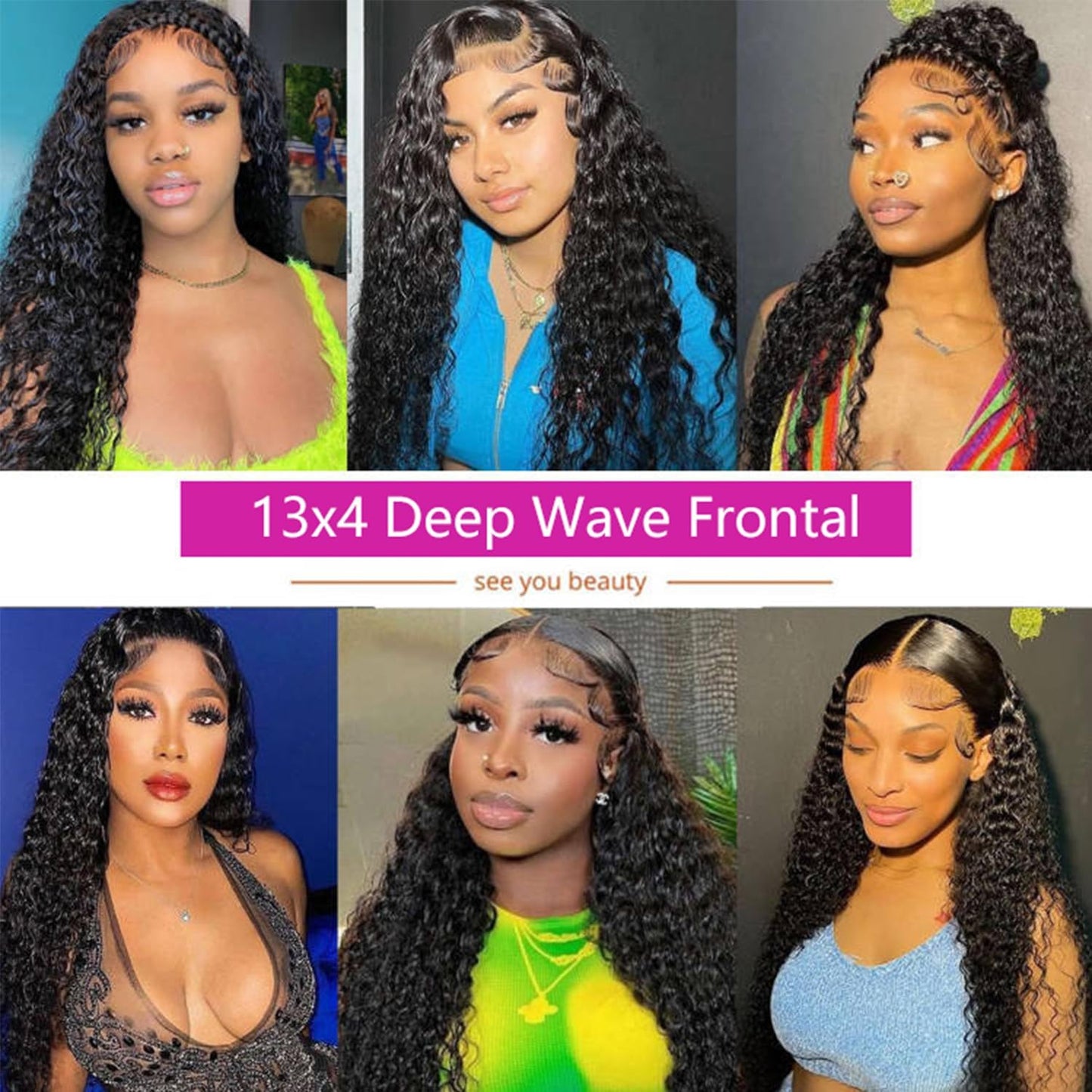 Lace Frontal Closure Deep Wave 13x4 Ear to Ear Frontal HD Lace 8 Inch Brazilian Curly HD Lace Frontal Closure Virgin Human Hair Pre Plucked with Baby Hair 150% Density Natural Black Color