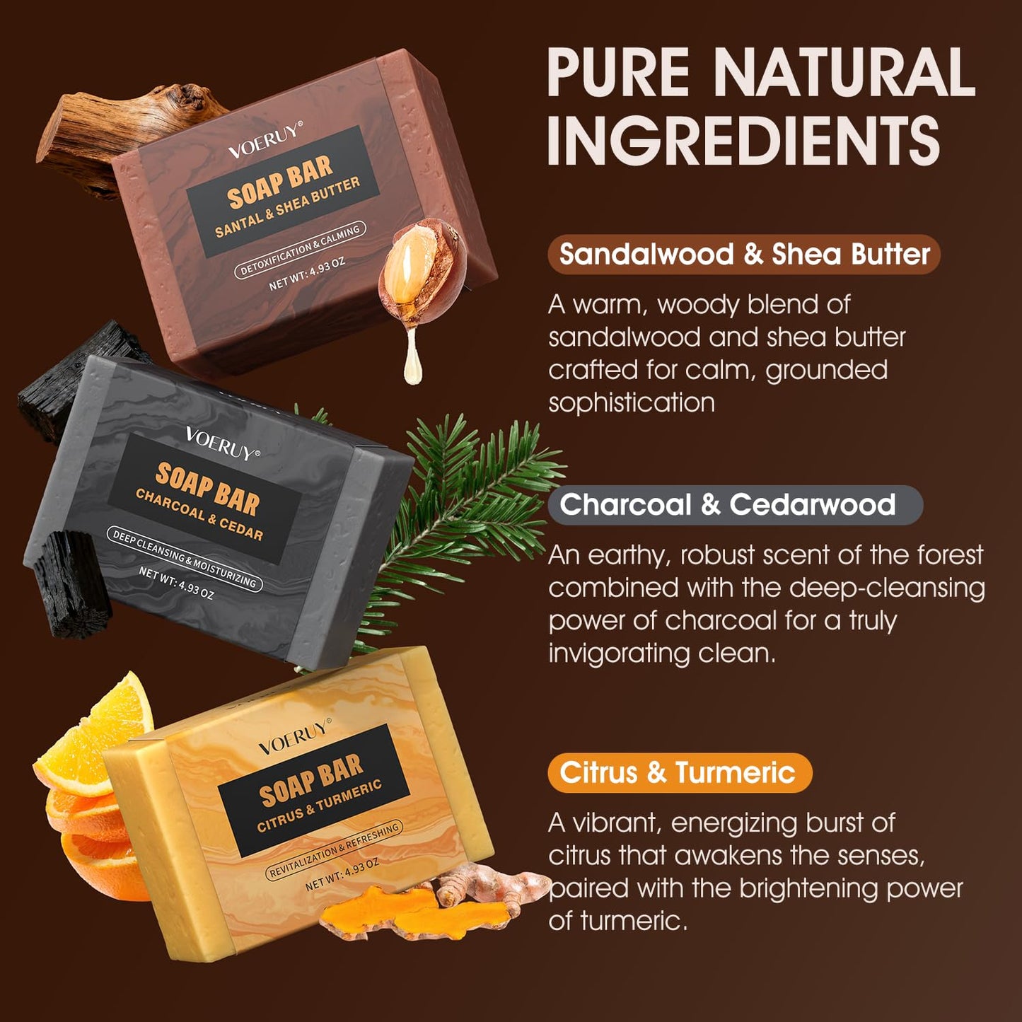 Skiennix Men's Bar Soap - Natural Handmade Deep Cleansing Soap for Face, Body & Shave | 14.8 Oz