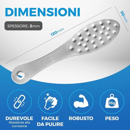 Regine Switzerland Stainless Steel Foot Scraper - Professional Double-Sided Callus Remover for Smooth Feet