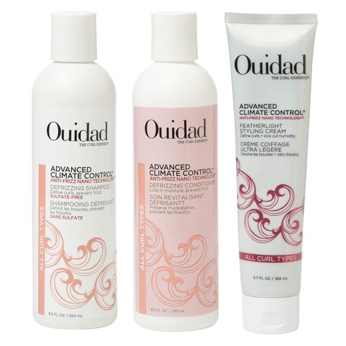 Ouidad Advanced Climate Control Bundle - Anti-Frizz Shampoo, Conditioner & Styling Cream for All Curl Types | Sulfate-Free, Moisture Locking, Lightweight Hold