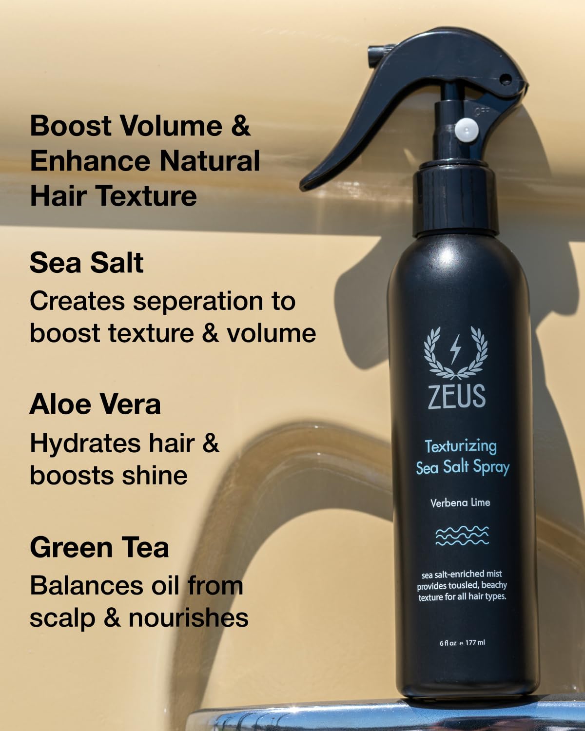 ZEUS Texturizing Sea Salt Hair Spray - Professional Volumizing Mist for Beachy Hair & Beard - Lightweight Hold, Matte Finish